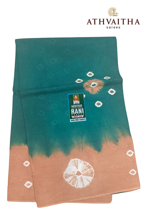 Rani Sungudi Pure Cotton Sarees Tye&Dye 120's-Green With Chocolate