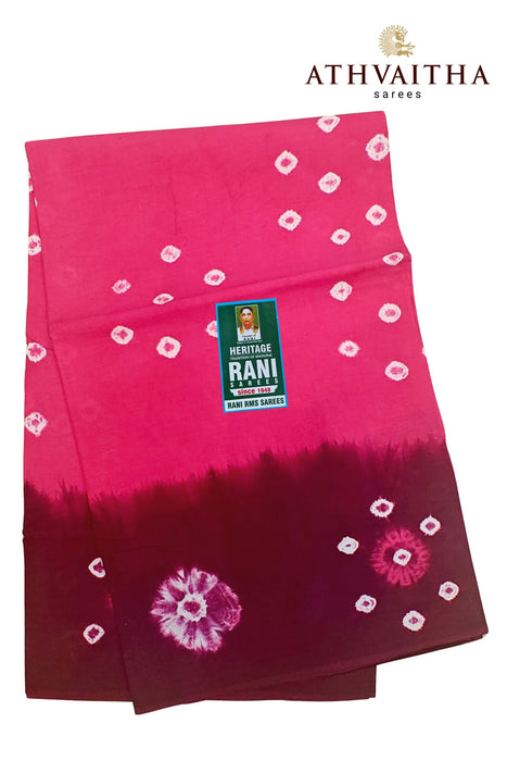 Rani Sungudi Pure Cotton Sarees Tye&Dye 120's-Pink With Purple