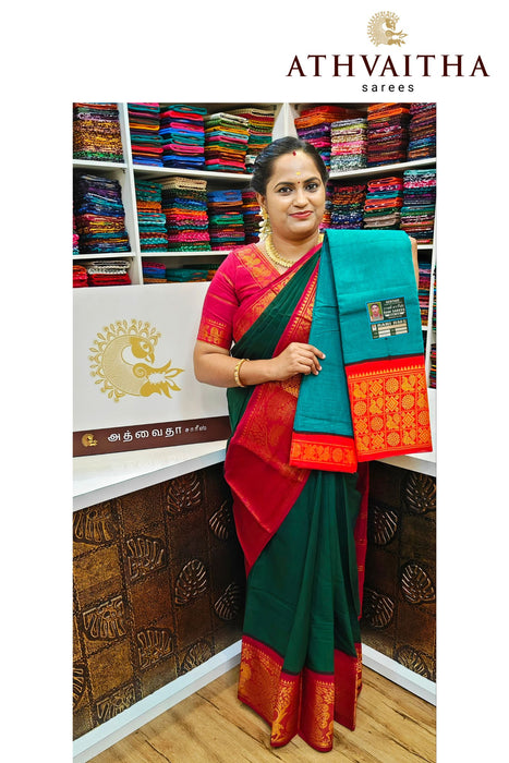 Madurai Sungudi Cotton Plain With Contrast Bigzari Border