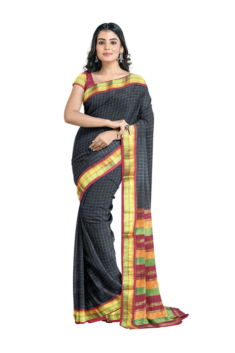 Kalyani Cotton Big Checks-Black