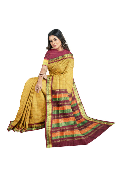 Kalyani Cotton Big Checks-Mustard