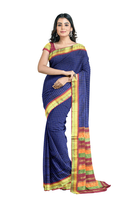 Kalayani Cotton Big Checks-Dark Blue