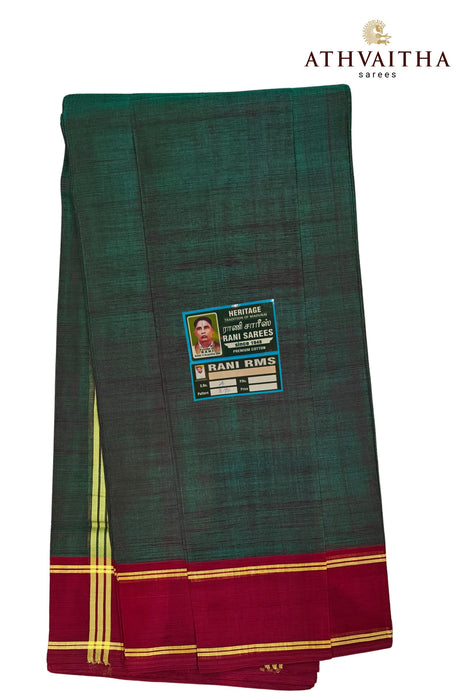 Madurai Heritage Rani Sungudi Cotton Plain devendra With Contrast Border Sarees - 9.50Yards Madisar