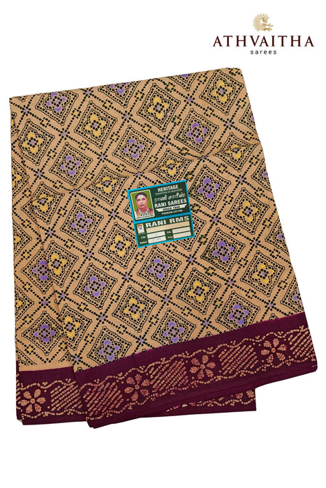 Heritage Rani Sungudi Square Rangoli Design With Contrast Border Sarees - 10.50Yards Madisar