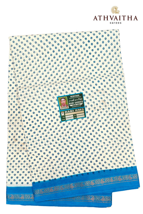 Madurai Sungudi Polka Dot With Contrast 1'inch Zari Border Heritage Rani Sarees - 9.50Yards Madisar