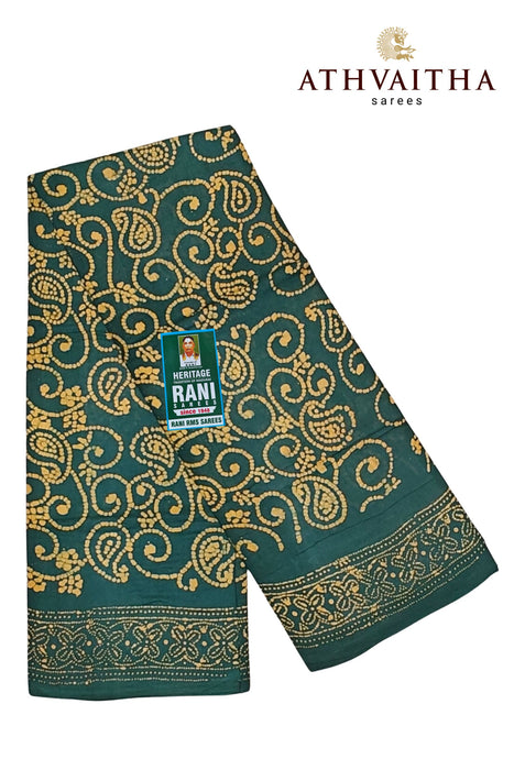 Heritage Rani Sungudi Sarees Without Zari Border Fancy Cool Cotton-BottleGreenA