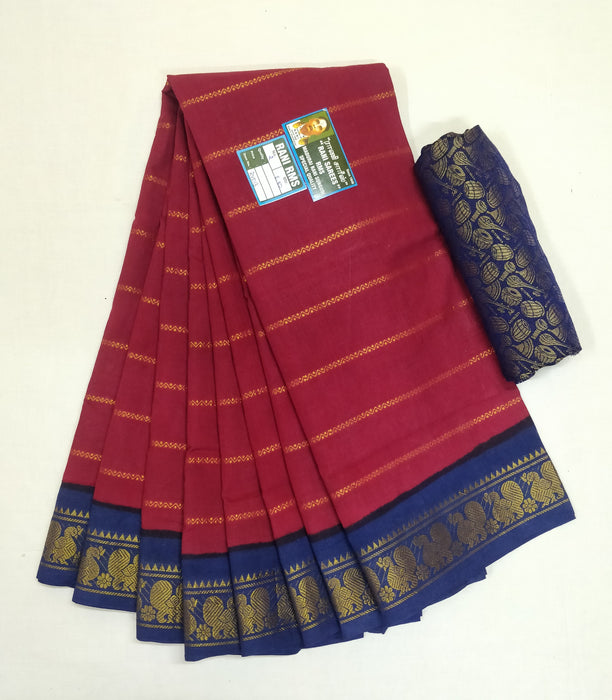 Rani Veldhari 120's - Maroon With Dark Blue