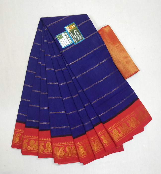 Rani Veldhari 120's - Royal Blue With Red