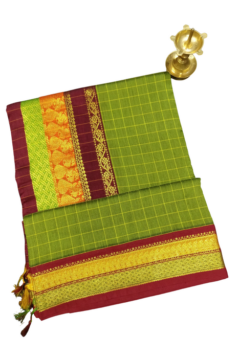 Kalyani Cotton Big Checks-Leaf Green