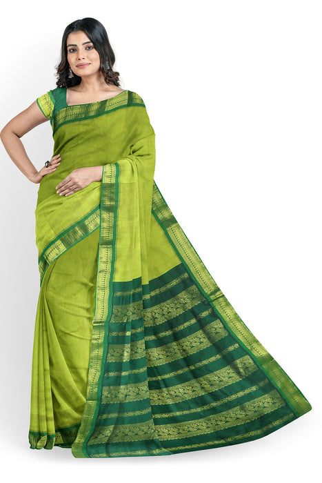 Kalyani Cotton Plain Gold - Green-Dark Green