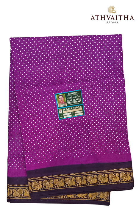 Rani Sungudi Cotton Small 1 Dot With Contrast Zari Border Sarees -9.50Yards Madisar