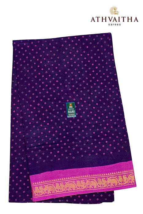 Rani Sungudi Cotton Oneside Zari Border - 120's Count Superior Quality