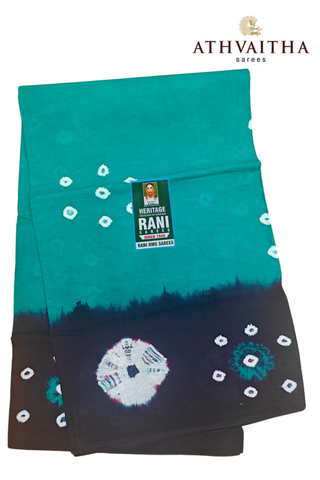 Rani Sungudi Pure Cotton Sarees Tye&Dye 120's-RamaGreen With Purple