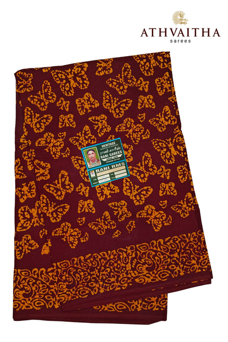 Madurai Rani Sungudi Cotton Saree Without Zari Border-Butterfly