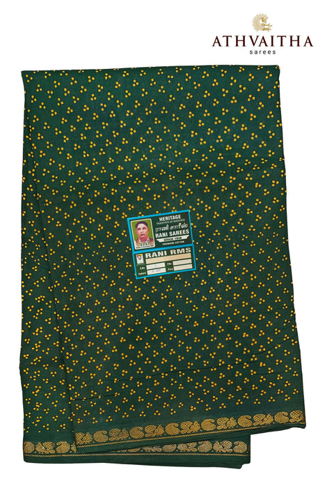 Rani Sungudi Cotton 3 Small Dot With Self 1inch Zari Border Sarees -9.50Yards Madisar