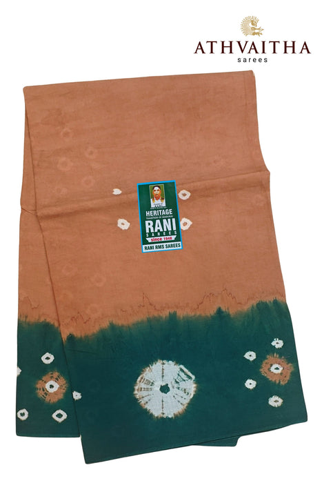 Rani Sungudi Pure Cotton Sarees Tye&Dye 120's-Chocolate With Green