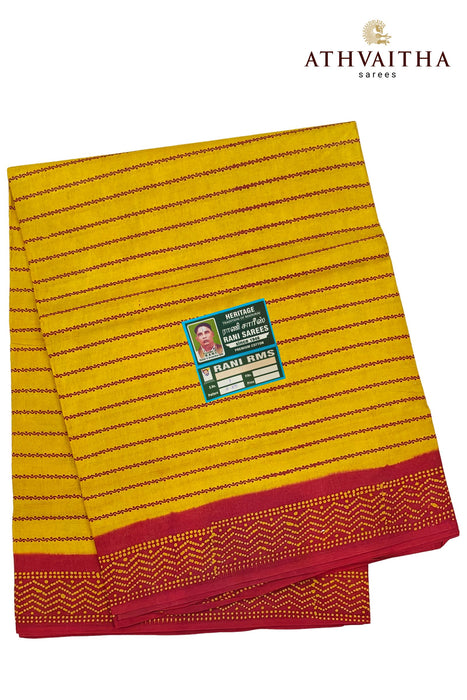 Madurai Sungudi Hand block Veldhari With Contrast Withoutzari Border - 10.5Yards Madisar