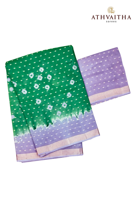 Meena Butta Cotton With Blouse-Green-Voilet