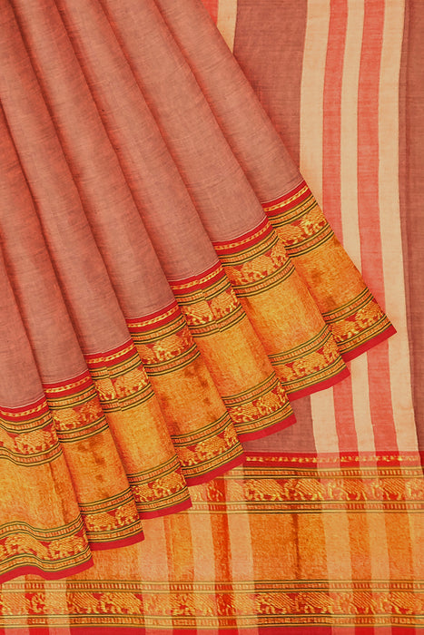 Narayanapet Cotton Big Border - Light Purple