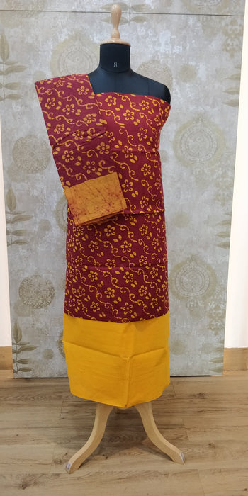 Rani Chudidhar Material-Maroon-Yellow-014