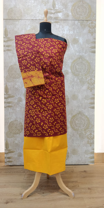 Rani Chudidhar Material-Maroon-Yellow-031