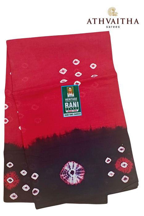 Rani Sungudi Pure Cotton Sarees Tye&Dye 120's-Red With Black