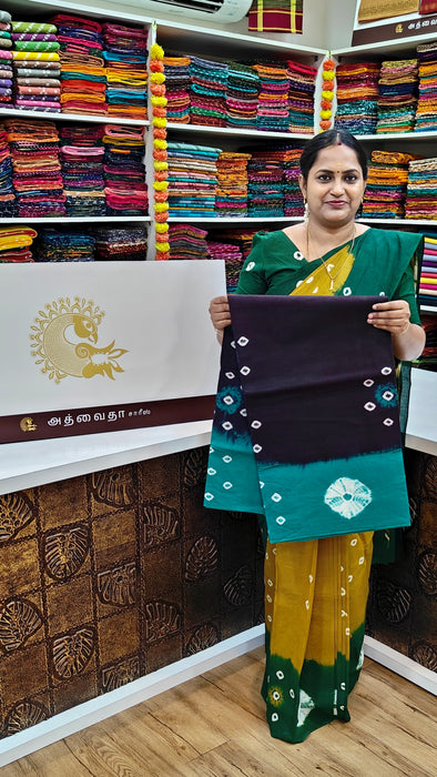 Rani Sungudi Pure Cotton Sarees Tye&Dye 120's-Purple With RamaGreen