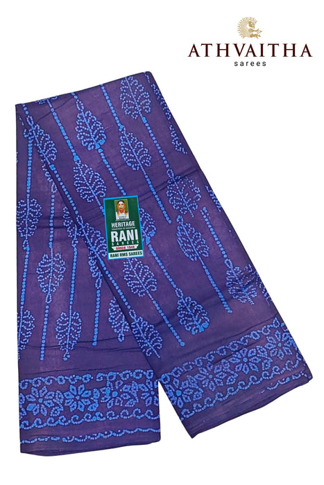Heritage Rani Sungudi Sarees Without Zari Border Fancy Cool Cotton-NavyBlueB