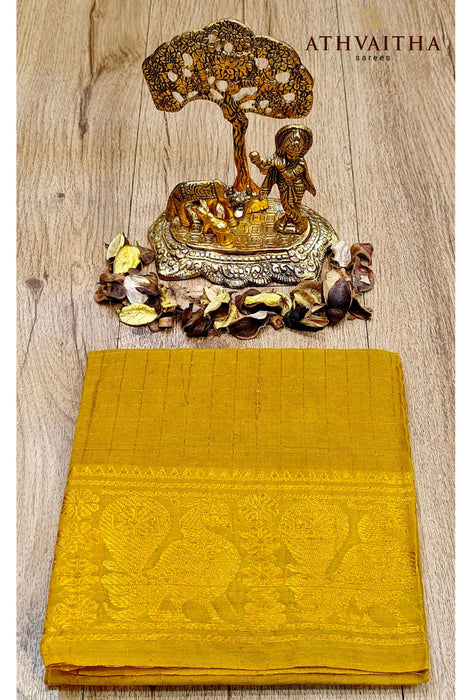 Rani RMS Zari Checks Self Gold Zari Blouse Material-Mustard