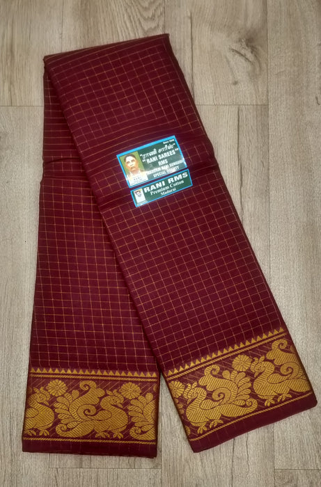 Rani Zari Checks Self -Gold-Coffee Brown