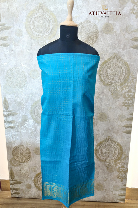 Rani Zari Checks Top Material- Sky Blue