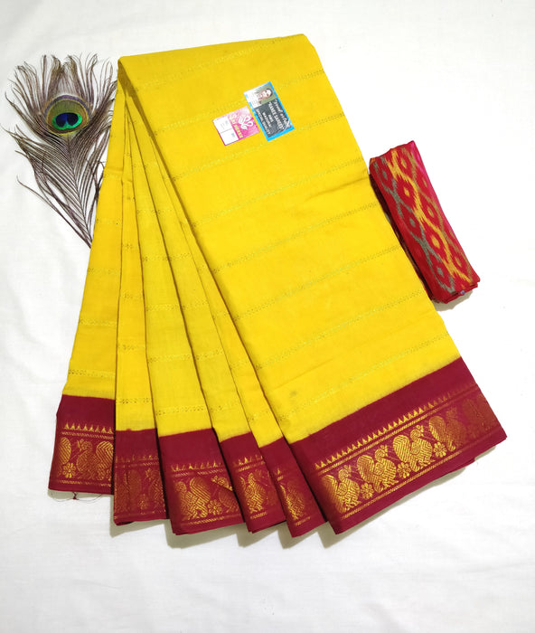 Rani Veldhari 120's - Yellow With Maroon