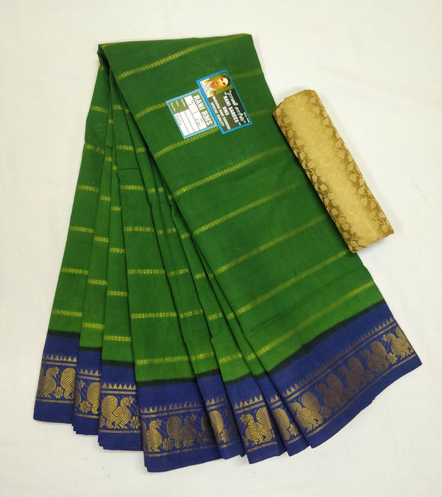 Rani Veldhari 120's - Bottle Green With Dark Bule