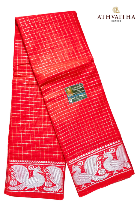 Rani Sungudi Premium Zari Checks Silver Self