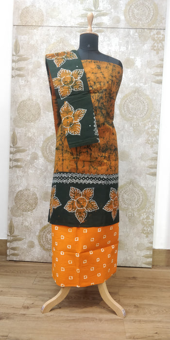 Rani Chudidhar Material-B.Green-Orange-050