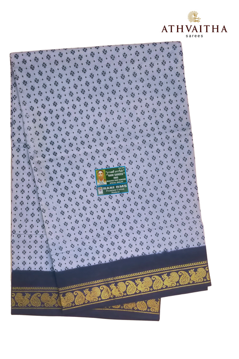 Madurai Rani Sungudi Cotton With Doubleside Border Contrast - Handblock