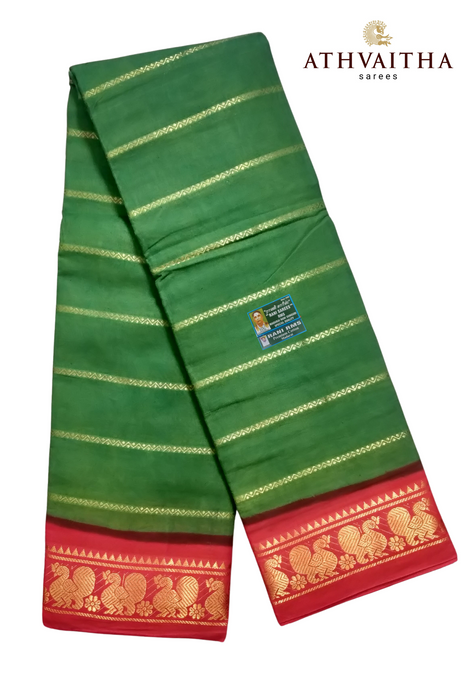 Rani Veldhari 120's - Mehndi Green-Red