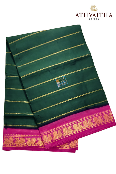 Rani Veldhari 120's - Bottle Green - Pink