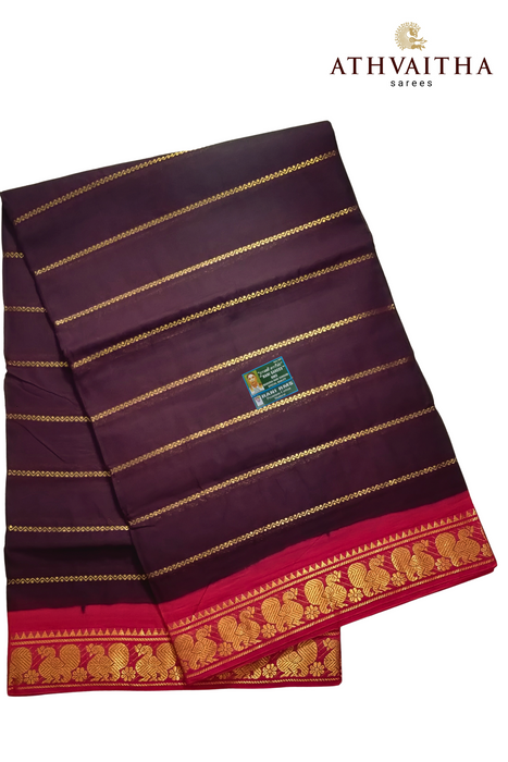 Rani Veldhari 120's - Coffee Brown - Pink