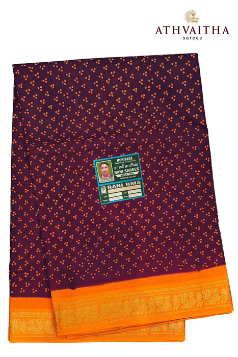 Rani Sungudi Cotton Small 3 Dot With Contrast Zari Border Sarees -9.50Yards Madisar