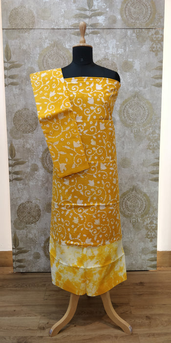 Rani Chudidhar Material-Yellow-White-026