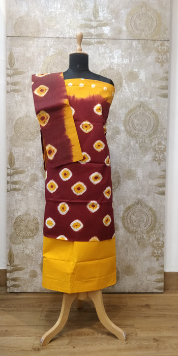 Rani Chudidhar Material-Maroon-Yellow-056