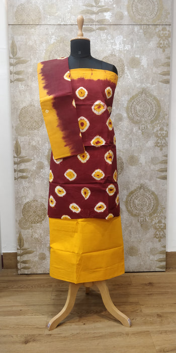Rani Chudidhar Material-Maroon-Yellow-057