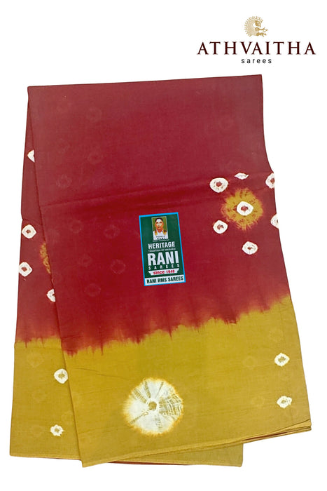 Rani Sungudi Pure Cotton Sarees Tye&Dye 120's-Maroon With OliveGreen