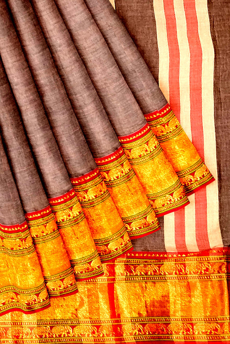 Narayanapet Cotton Big Border - Mustart