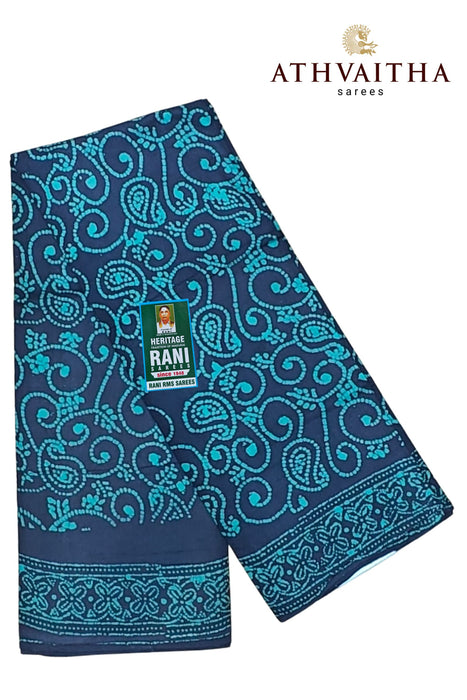 Heritage Rani Sungudi Sarees Without Zari Border Fancy Cool Cotton-DarkBlue C