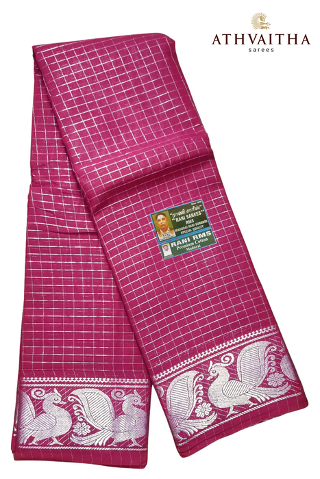 Rani Sungudi Premium Zari Checks Silver Self