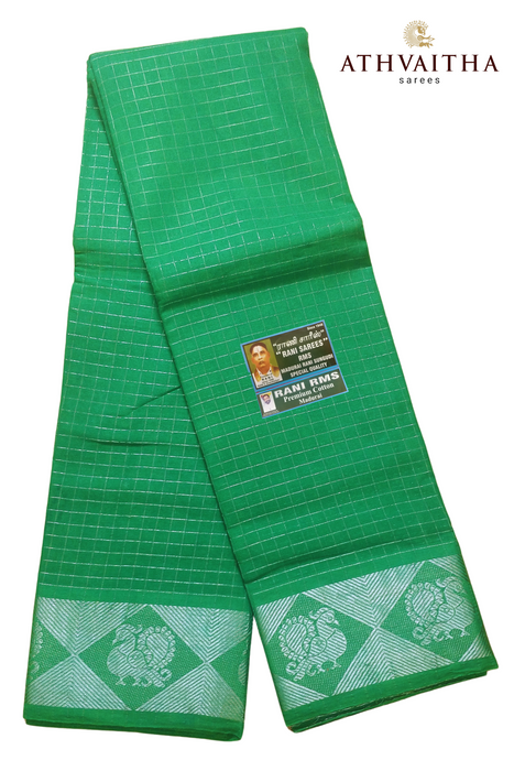 Rani Sungudi Premium Zari Checks Silver Self