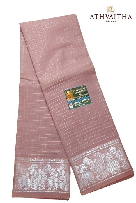 Rani Sungudi Premium Zari Checks Silver Self