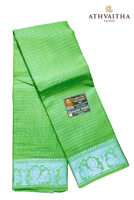 Rani Sungudi Premium Zari Checks Silver Self